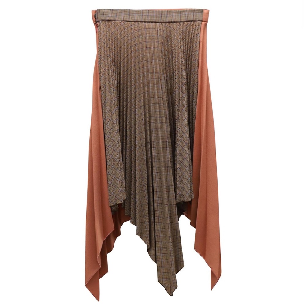 Acne Studios Asymmetrical Rust and Plaid Skirt